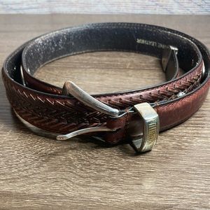 Mens Vintage Fossil Leather Belt Size 42 Pre Owned
